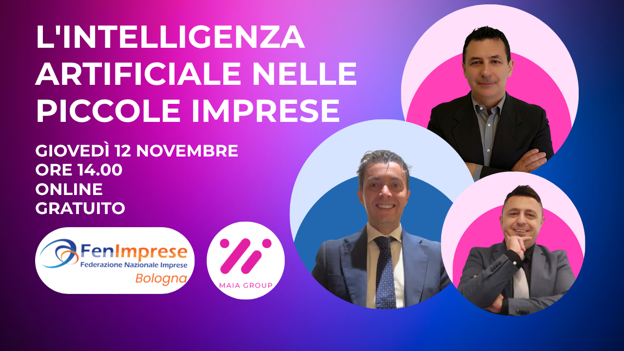 Webinar gratuito: L'Intelligenza Artificiale nelle piccole imprese – giovedì 12 novembre ore 14:00
